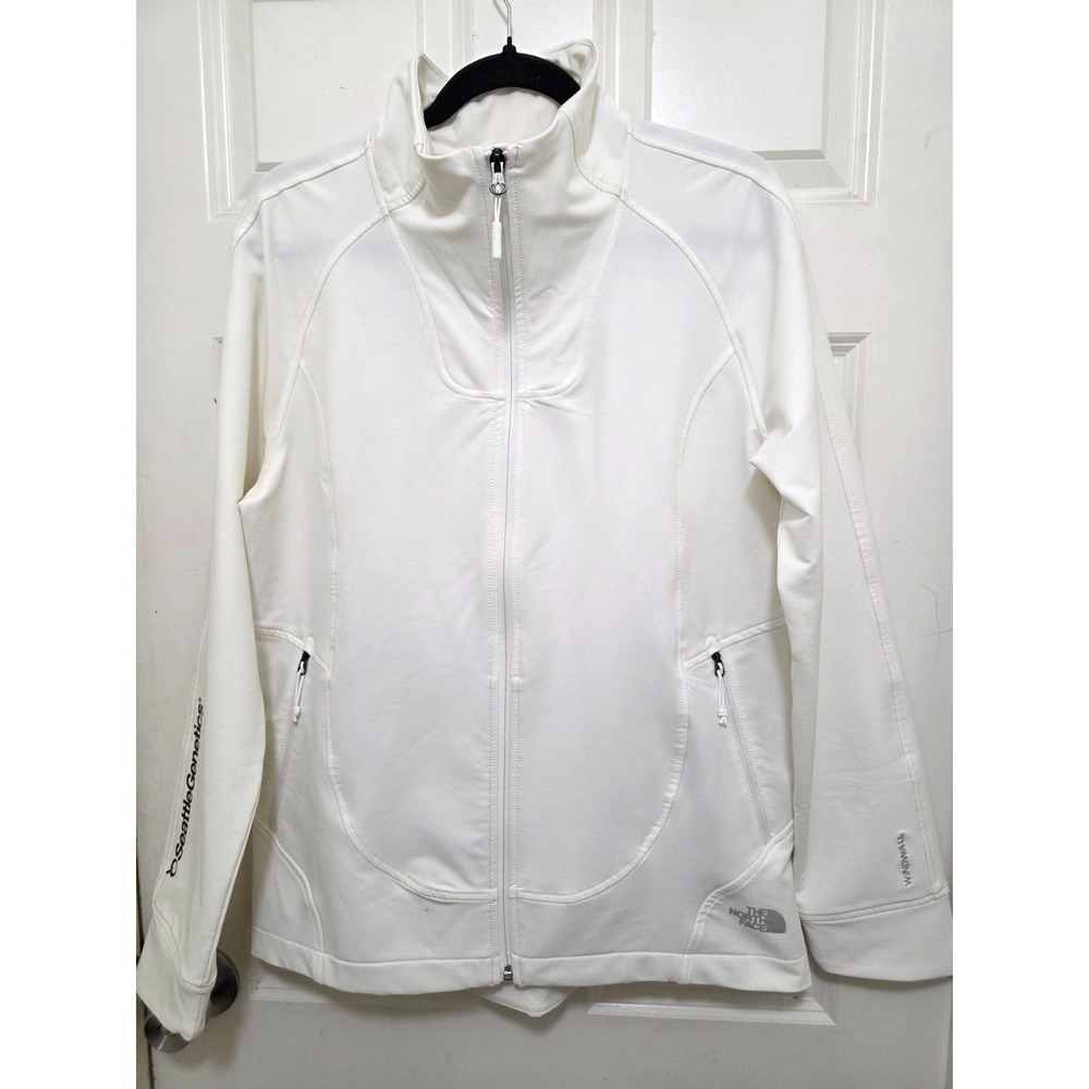 The‎ North Face White Full-Zip Wind wall Softshell Jacket Women's L Polyester